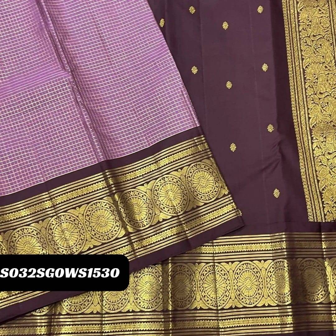 Purple Green Elegant Banarasi Soft Silk Saree with Zari Motifs & Jacquard Border Blouse